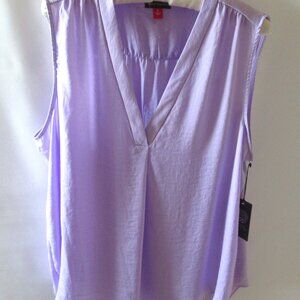 NWT Vince Camuto lavender V-neck poly sleeveless tunic top *Sz XL*